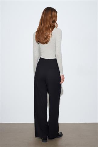 Kemerli Geniş Paça Pantolon-Siyah 72281-2Y6