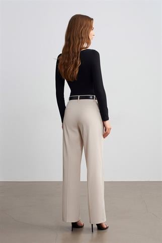 Kapaklı Cep Detaylı Pantolon-Taş 72647-2Y6