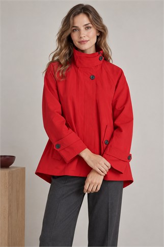7532-2K7 EFİL TRENCH-KIRMIZI