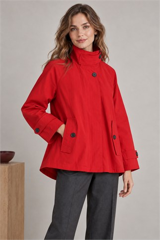 7532-2K7 EFİL TRENCH-KIRMIZI