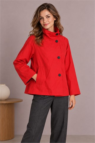 7722-2K7 EFİL TRENCH-KIRMIZI