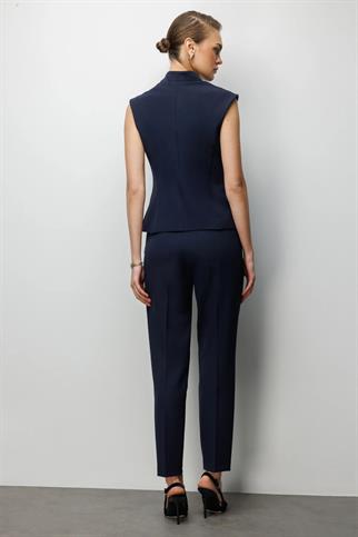 V Yaka Dikiş Detaylı Yelek Lacivert 1010-2Y6