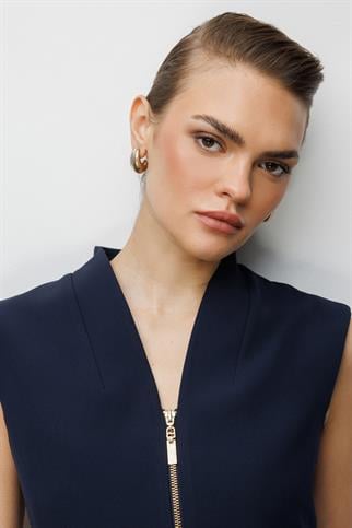 V Yaka Dikiş Detaylı Yelek Lacivert 1010-2Y6