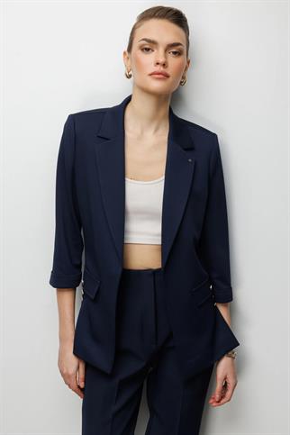 Duble Kol Yanları Yırtmaçlı Ceket Lacivert 1064-2Y6