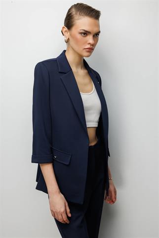 Duble Kol Yanları Yırtmaçlı Ceket Lacivert 1064-2Y6