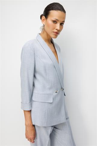 Duble Kol Kapak Cepli Ceket Blue 1074-2Y6