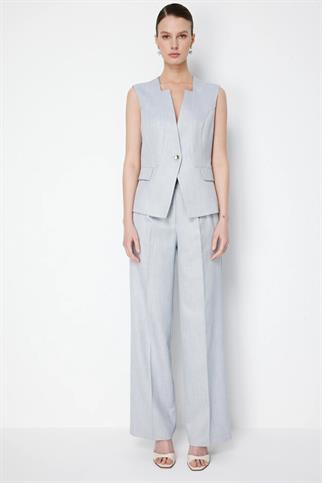 Pileli Bol Paça Pantolon Blue 1076-2Y6