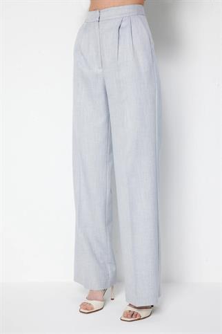 Pileli Bol Paça Pantolon Blue 1076-2Y6
