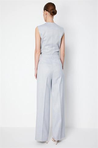 Pileli Bol Paça Pantolon Blue 1076-2Y6