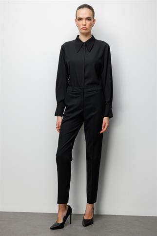 Yan Cepli Dar Paça Pantolon Siyah 1084-2Y6