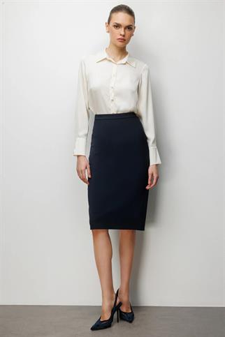 Arkası Yırtmaçlı Kalem Etek Lacivert 1086-2Y6