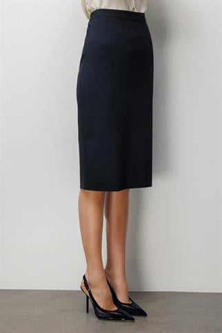 Arkası Yırtmaçlı Kalem Etek Lacivert 1086-2Y6