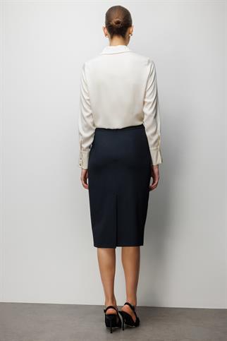 Arkası Yırtmaçlı Kalem Etek Lacivert 1086-2Y6