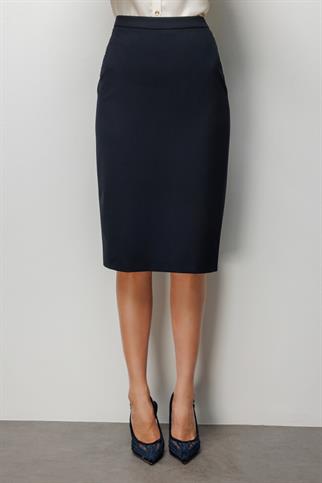 Arkası Yırtmaçlı Kalem Etek Lacivert 1086-2Y6