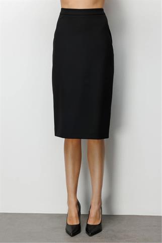 Arkası Yırtmaçlı Kalem Etek Siyah 1086-2Y6