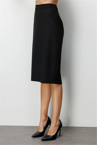 Arkası Yırtmaçlı Kalem Etek Siyah 1086-2Y6