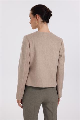 Ekol Torba Cepli Kaşe Vizon Kadın  Ceket 1181-2K5