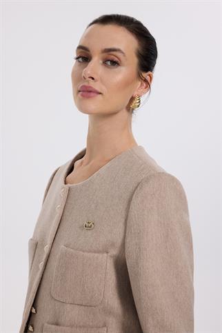 Ekol Torba Cepli Kaşe Vizon Kadın  Ceket 1181-2K5