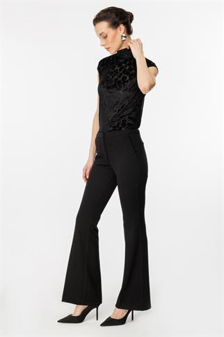 Ekol İspanyol Paça Siyah Kadın Pantolon 1185-2K5