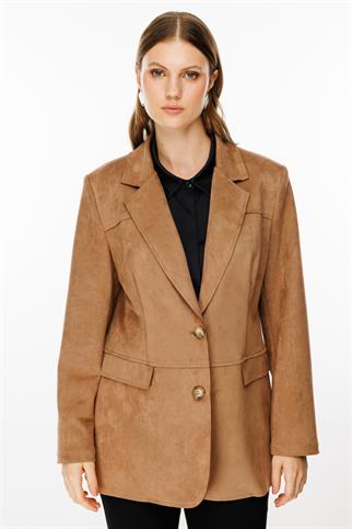 Ekol Güderi Büyük Beden Kadın Ceket 1701-2K5