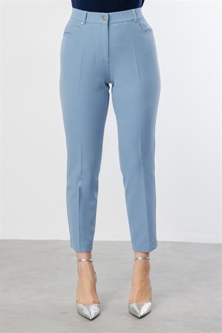 Ekol Beli Lastikli Mavi  Kadın Pantolon 2004-2Y5