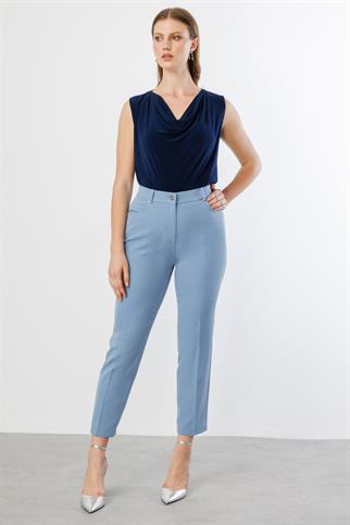 Ekol Beli Lastikli Mavi  Kadın Pantolon 2004-2Y5