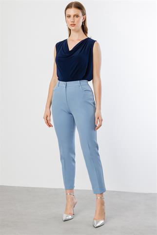 Ekol Beli Lastikli Mavi  Kadın Pantolon 2004-2Y5