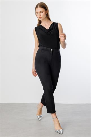 Dar Paça Büyük Beden Siyah Kadın Pantolon 2024-2Y5