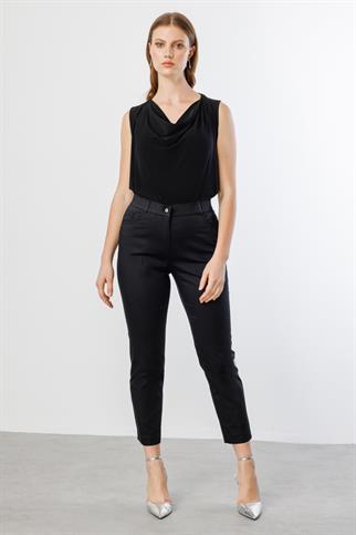 Dar Paça Büyük Beden Siyah Kadın Pantolon 2024-2Y5