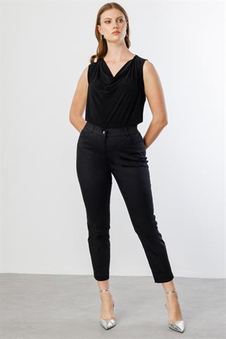 Dar Paça Büyük Beden Siyah Kadın Pantolon 2024-2Y5