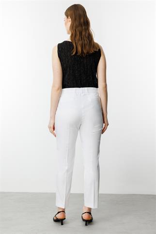 Beli Lastikli Cepsiz Ekru Kadın  Pantolon  2028-2Y5