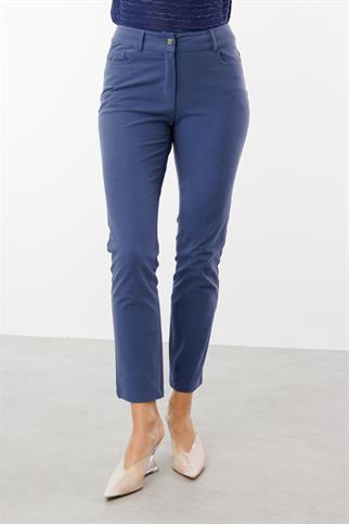 Beş Cep Dar Paça Kanvas İndigo  Pantolon 2050-2Y5