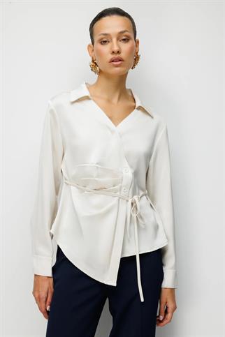 Beli Bağlamalı Büzgülü Bluz Incı 2866-2Y6