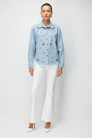 Renkli Taşlı Kot Gömlek Blue 2912-2Y6