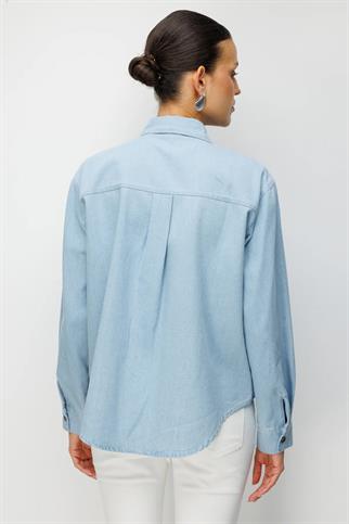 Renkli Taşlı Kot Gömlek Blue 2912-2Y6