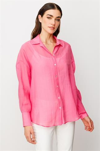 Astarsız Düğmeli Pembe  Gömlek 3020-2Y5