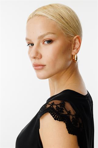 Dantel Detaylı Kolsuz Siyah Kadın  Bluz 3058-2Y5