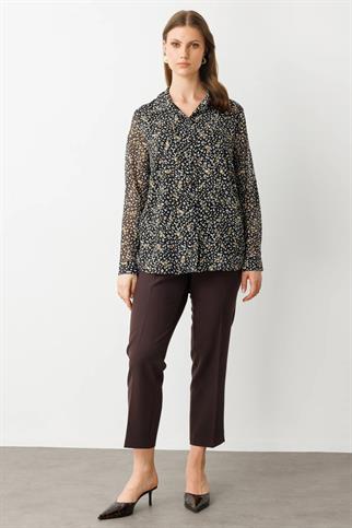 DESENLİ KUMAŞ SİYAH KADIN BLUZ 3522-2Y5