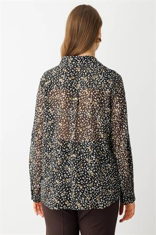 DESENLİ KUMAŞ SİYAH KADIN BLUZ 3522-2Y5