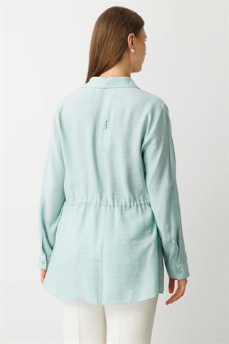 Beli Lastikli Büyük Beden Mint Kadın Bluz  3642-2Y5