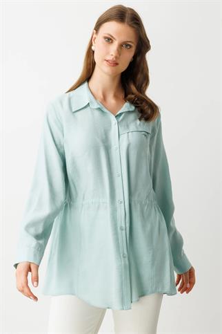 Beli Lastikli Büyük Beden Mint Kadın Bluz  3642-2Y5