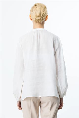 ÇİÇEK İŞLEMELİ EKRU KADIN BLUZ     3932-2Y5