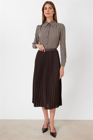 Piliseli Midi Etek Kakao 3960-2Y6