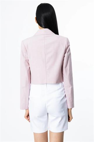 EKOSELİ PAMUKLU CROP PEMBE KADIN CEKET  4030-2Y5