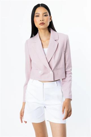 EKOSELİ PAMUKLU CROP PEMBE KADIN CEKET  4030-2Y5