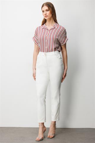Beş Cep Dar Paça Pantolon Ekru 4036-2Y6