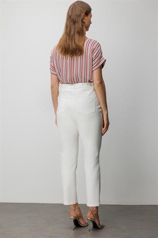 Beş Cep Dar Paça Pantolon Ekru 4036-2Y6