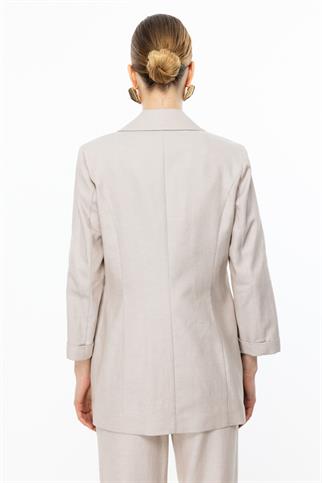 Duble Kol Astarsız Bej Kadın Ceket 4072-2Y5