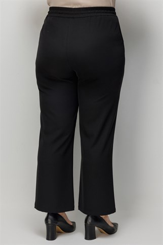 Beli Bağcıklı Bol Paça Pantolon Siyah 4126-2Y6
