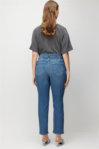 Taş İşlemeli Dar Paça Kot Pantolon Blue 4144-2Y6